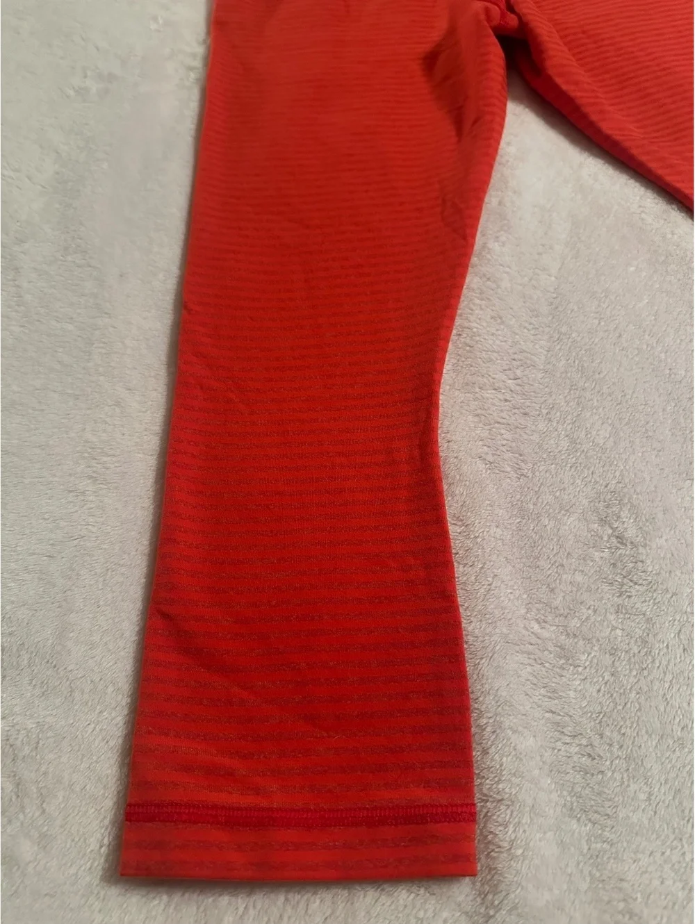 Lululemon Cropped Athletic Leggings - Heathered Striped Orange / Red - Size 6